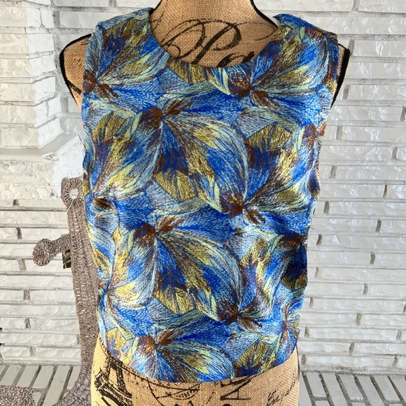 Sam Edelman Embroidered Crop Top Festival Blue NWT - Picture 2 of 10